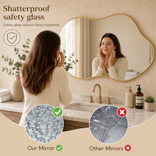 Irregular wall Mirror 24"x41" Gold Asymmetrical Mirror - Image 4