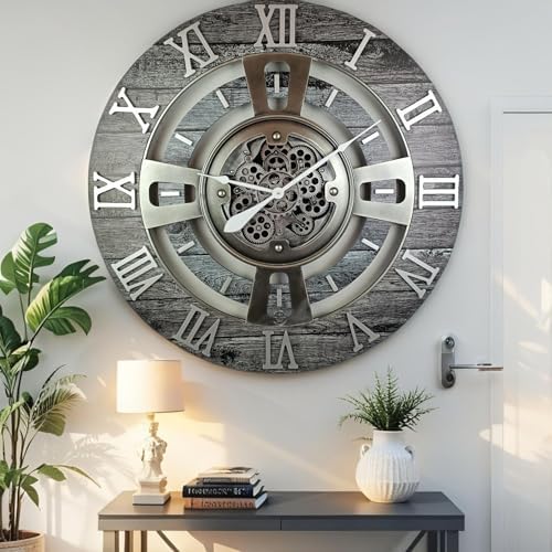 ImprovingLife The Gears Clock Real Moving Gear Wall Clock England Line) - Image 2