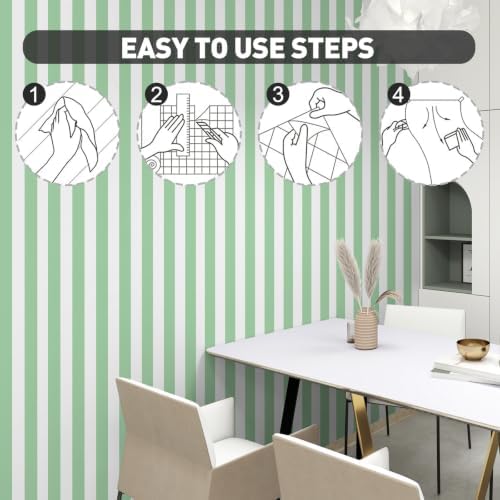 Green and White Striped Wallpaper Peel and Stick Wallpaper Self-Adhesive - Image 5