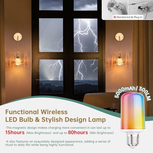Shenmoyl Vintage Battery Operated wall sconces Set of 2, Wall Lamps - Image 4
