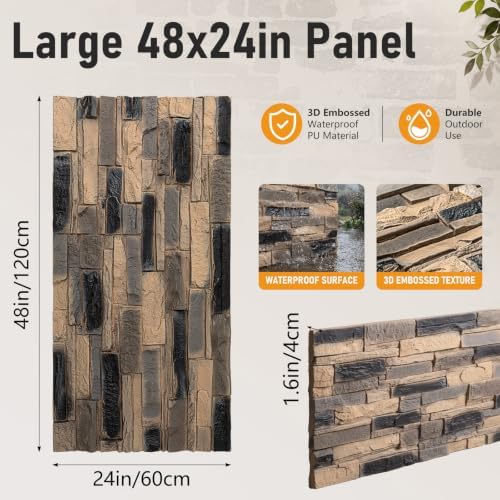 48" x 24" Faux Stone Wall Panel Wall Panels - Image 2