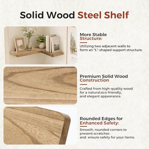 Solid Wood Corner Floating Shelves - Image 4