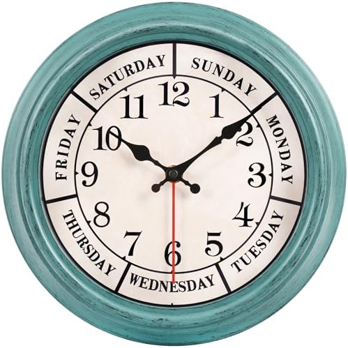 zyzamay 12 Inch Retro Wall Clock, Classic Day of The Week Wall Clock, by ZYZAMAY