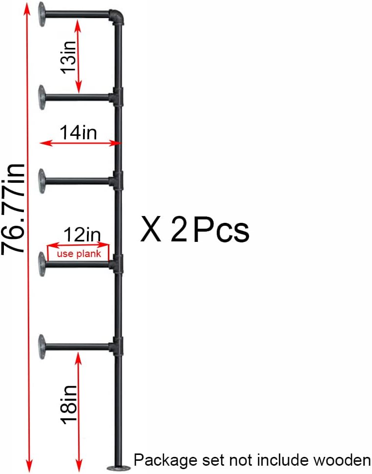 Industrial Retro Wall Mount Iron Pipe Shelf, DIY Open Bookshelf, Hung Bracket - Image 3