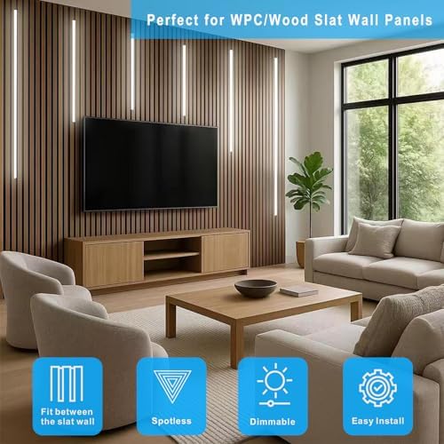 Black LED Recessed Lighting Kit, Wood Slat Wall Panel LED Strip Light, 3000K - Image 2