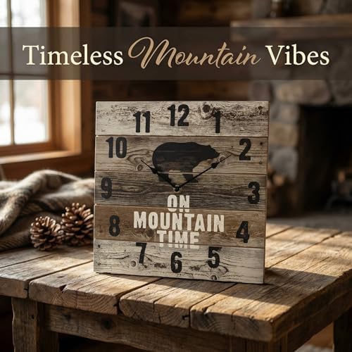 Young's Inc Mountain Time Bear Wooden Wall Clock - Image 4