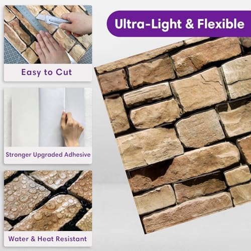 3D Faux Stone Wall Panels Peel and Stick, Designed - Image 5