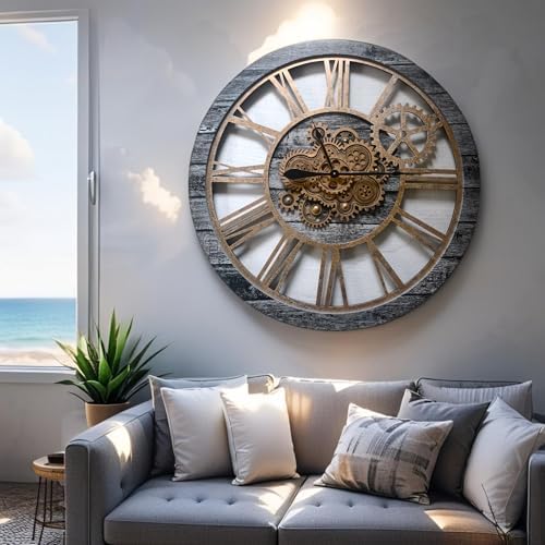 ImprovingLife The Gears Clock 36'' Inch Real Moving Gear Wall Clock Vintage - Image 3