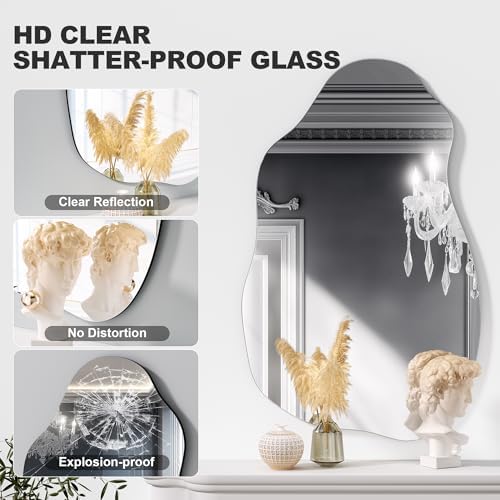 Hasipu 31"x20" Irregular Wall Mirror Frameless Asymmetrical Mirror - Image 5