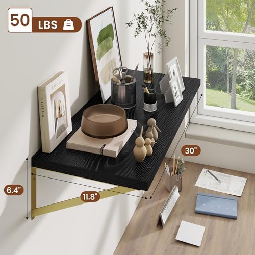 Deep Wall Shelves 30"W x 12"D Engineered Wood Floating Shelves - Image 3