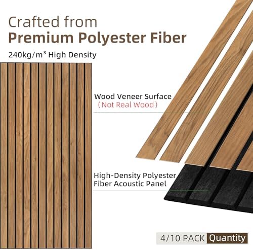 TO-TH Acoustic Panels Decorative Soundproof Wall Panel 4 Pack, Rustic Teak - Image 2