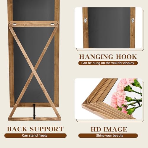 65x22in Full Length Mirror, 3-Tier Stepped Solid Wood Frame - Image 3