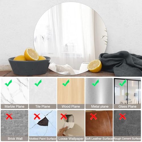 20'' Glass Round Mirror for Wall Decor, 2mm Circle Bathroom Mirror - Image 5