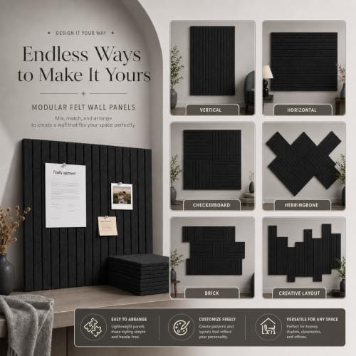 Large Black Felt Bulletin Board 12-Pack - Image 6