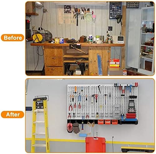 TORACK 109 PCS Pegboard Wall Organizer 48x24 in, Garage Metal Pegboard - Image 5