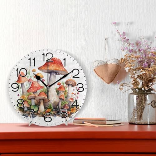 ALAZA Mushroom Wall Clock Battery Operated Non Ticking Silent Quartz Analog - Image 2