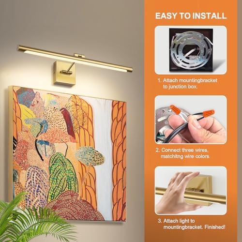 Joosenhouse LED Picture Light Fixtures Dimmable 24.4 Inches, Full Metal Artwork - Image 2