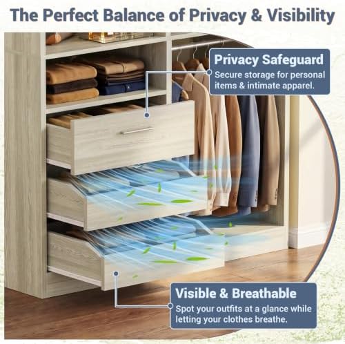 iSunirm 3FT Closet System with 6 Shelves, Wood Walk-in Closet with Closed & 2 - Image 4