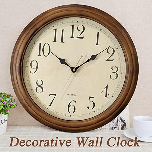 CHIRAY 16-Inch Solid Wood Silent Non-Ticking Decorative Wall Clock - Image 3