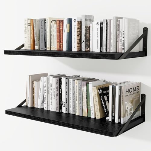 Deep Wall Shelves 30"W x 12"D Engineered Wood Floating Shelves by Venusmiles