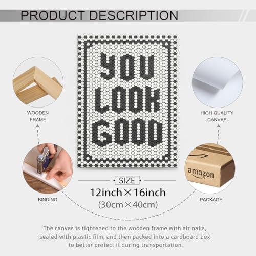 Black and White Quotes Wall Art Trendy Minimalist You Look Good Poster 12x16 - Image 2