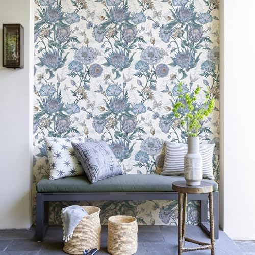 Floral Wallpaper Peel and Stick Floral Contact Paper Blue and Purple - Image 2