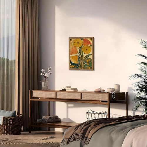Framed Vintage Art Nouveau Floral Wall Art, Retro Rustic Botanical Artwork - Image 6