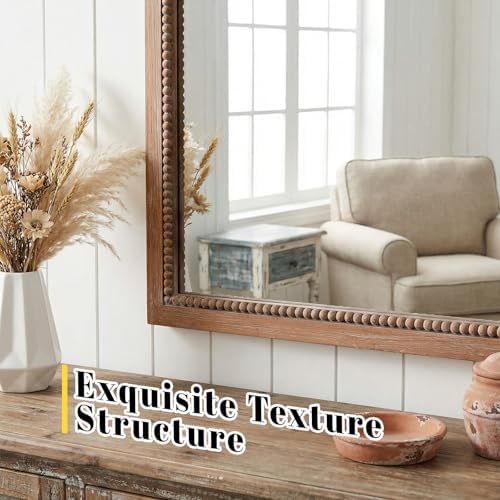 Wood Mirror, 22x30" Rectangular Farmhouse Vanity Boho Bathroom Wall Mirrors - Image 2