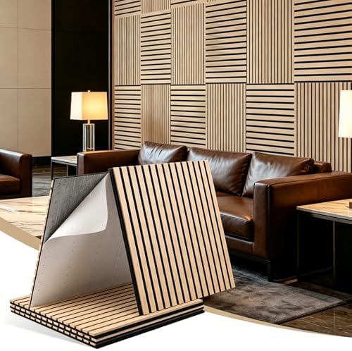 4PCS Wood Slat Acoustic Panels, Self-Adhesive Upgrade Soundproof Wall Panels by Unknown