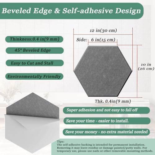 Hexagon Acoustic Panels, 12 Pack Self-Adhesive Sound Panels - Image 4