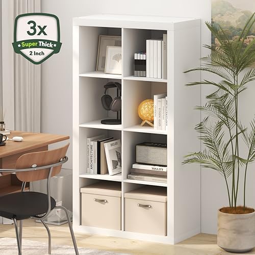 Furinno Cubicle Book Shelf, 8-Cube 2-Inch Super Thick Frame Bookshelf, - Image 4