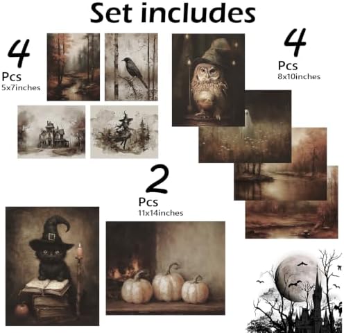 KBKBART 10pc Halloween Wall Art Print Spooky Ghost Autumn Landscape Posters - Image 2