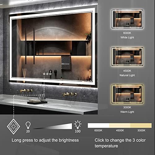 Lighted Vanity Mirror, 60x36 Inch Gradient Front and Backlit LED Mirror - Image 5