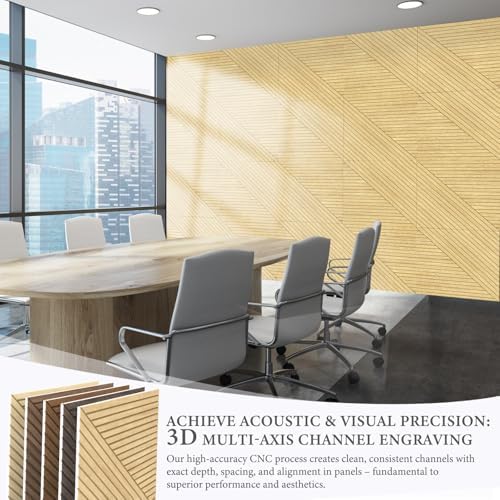 JBER Wood-Pattern Acoustic Panels 23.6" x 23.6", 6 Pack - Image 6