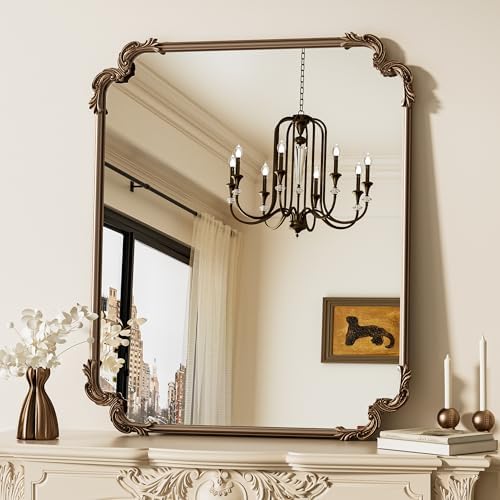 TETOTE Antique Gold Brass Rectangle Mirror by TETOTE