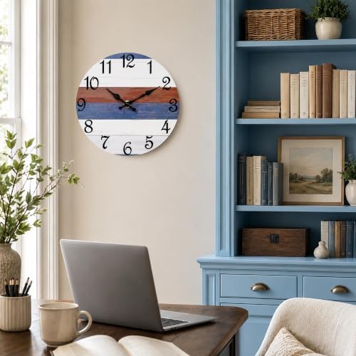CHYLIN Wall Clock Silent Non-Ticking Battery Operated Pink Gray Striped - Image 6