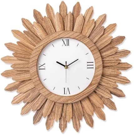Honiway 18 Inch Large Wall Clocks Battery Operated Silent Rustic Wood Boho by Honiway