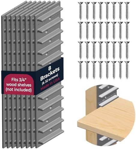 Made in USA EZStudRack Adjustable Shelf Brackets, Your Wood, You Supply It by EZStudRackShelvingSystem