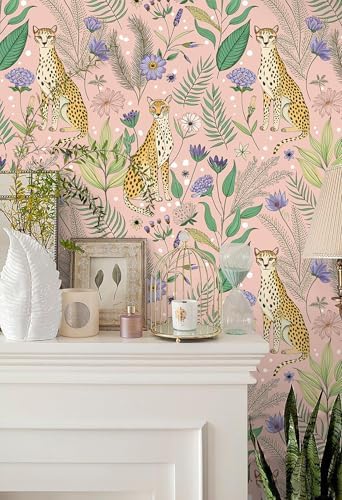 Floralplus Wallpaper Peel and Stick Pink Leopard Wallpaper Floral Removable - Image 4