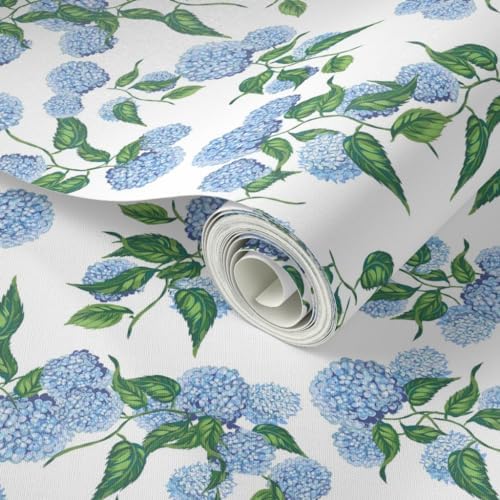 Spoonflower Hydrangea Floral Peel and Stick Wallpaper - Image 2