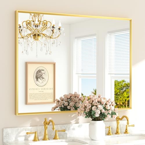 TETOTE Brushed Brass Bathroom Mirror by TETOTE