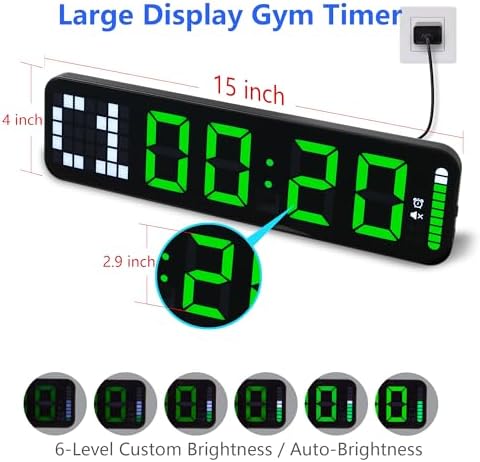 Gym Timer 15'' Large Wall Clocks - Image 2