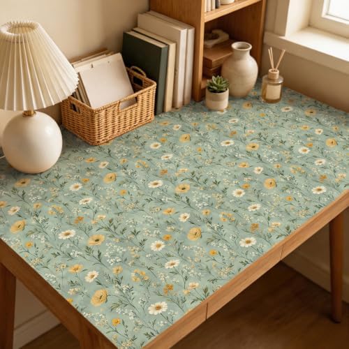 BOKEBEVE Green Floral Wallpaper Peel and Stick Boho Yellow 17.5 x 118In - Image 6