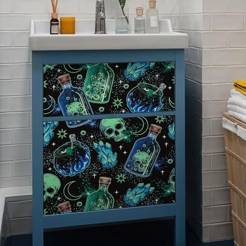 FLFK Peel and Stick Wallpaper, Skulls and Magic Cauldrons - Image 3