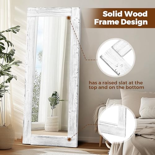 58x24in Full Length Mirror, Solid Wood Convex Frame - Image 5