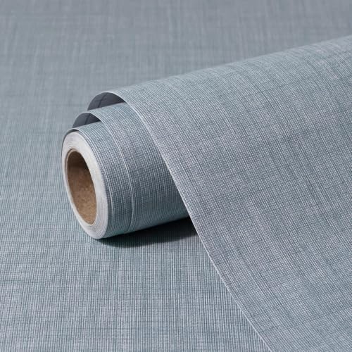 wishFIRE Grasscloth Peel and Stick Wallpaper 15.7"X480.3" Blue Contact Paper by Unknown