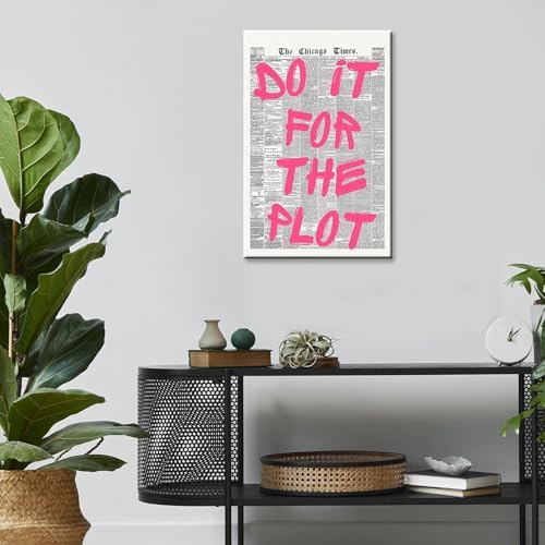 Do It Foe The Plot Wall Art Retro Newspaper Pink Font Canvas Poster Positive - Image 7