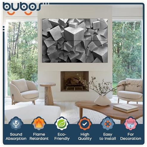 BUBOS 6 Pcs Art Acoustic Wall Panel, 70.8”x47.2”Self Adhesive - Image 3