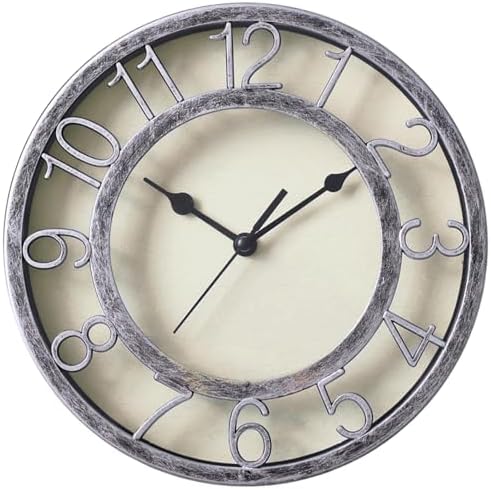 SAC SMARTEN ARTS 8" Silent Quartz Wall Clock Non-Ticking Digital Silver Clocks by SACSMARTENARTS