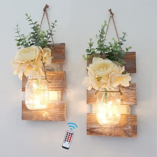 Rustic Mason Jar Wall Decor Set of Two, Rustic Brown by LiveinspiredLiveBesuerte